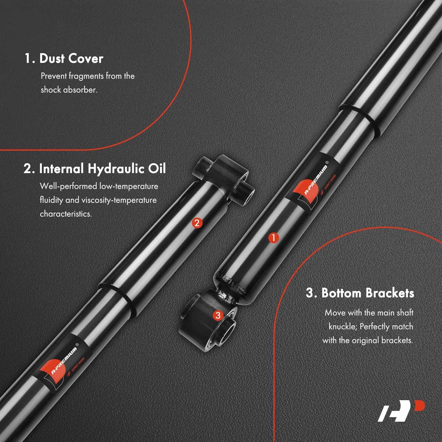 A-Premium Rear Suspension Shock Absorber Strut Compatible with Toyota Sequoia 2008-2022, 2-PC Set