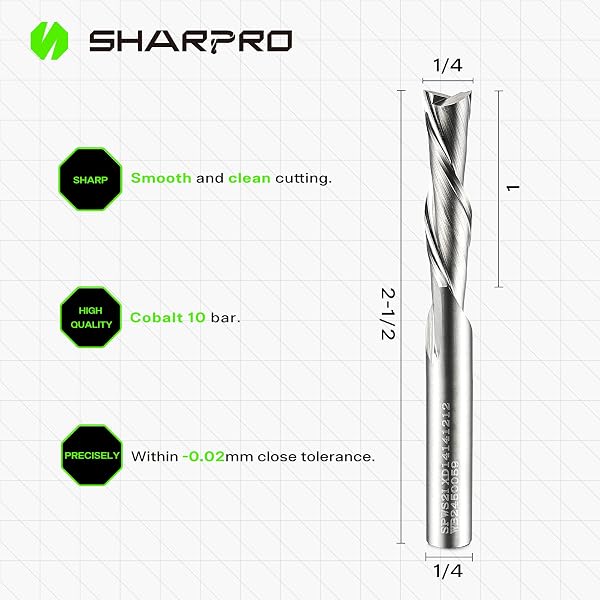 1/4 Inch Router Bits Spiral Downcut CNC Solid Carbide Bits - Dettaglio