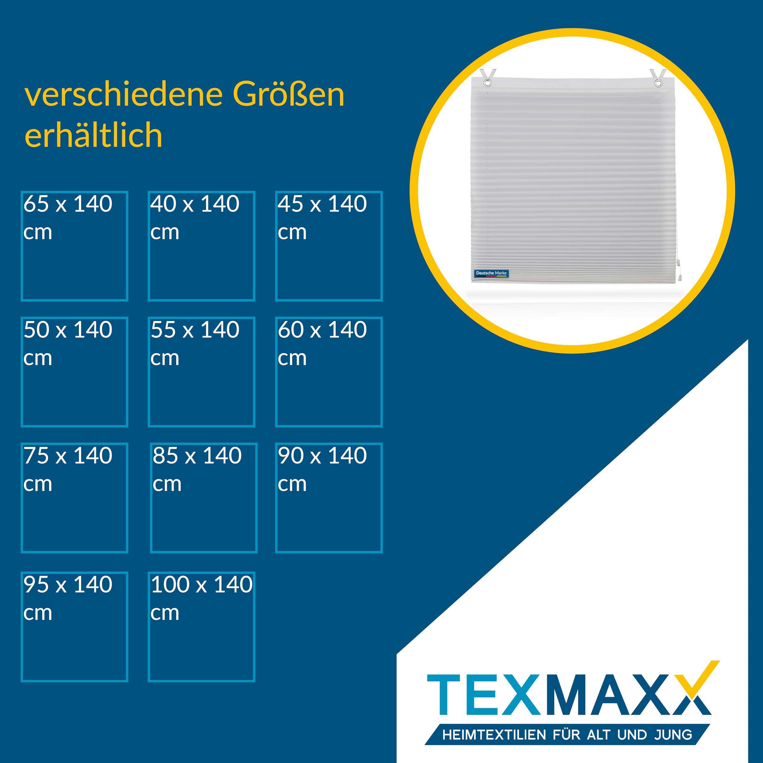 TEXMAXX® Raffrollo ohne Bohren 95 x 140 cm - Ösenrollo ohne Bohren - Faltrollo - Raffrollo Blickdicht - inkl. Zubehör