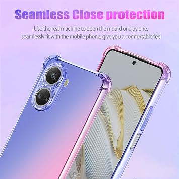 Case for Huawei nova 10 SE Case, BNE-LX1 BNE-LX3 Cute Case Girls Women, Gradient Slim Anti Scratch Soft TPU Phone Cover Shockproof Protective Case for Huawei Nova 10 SE 4G (Blue/Pink)