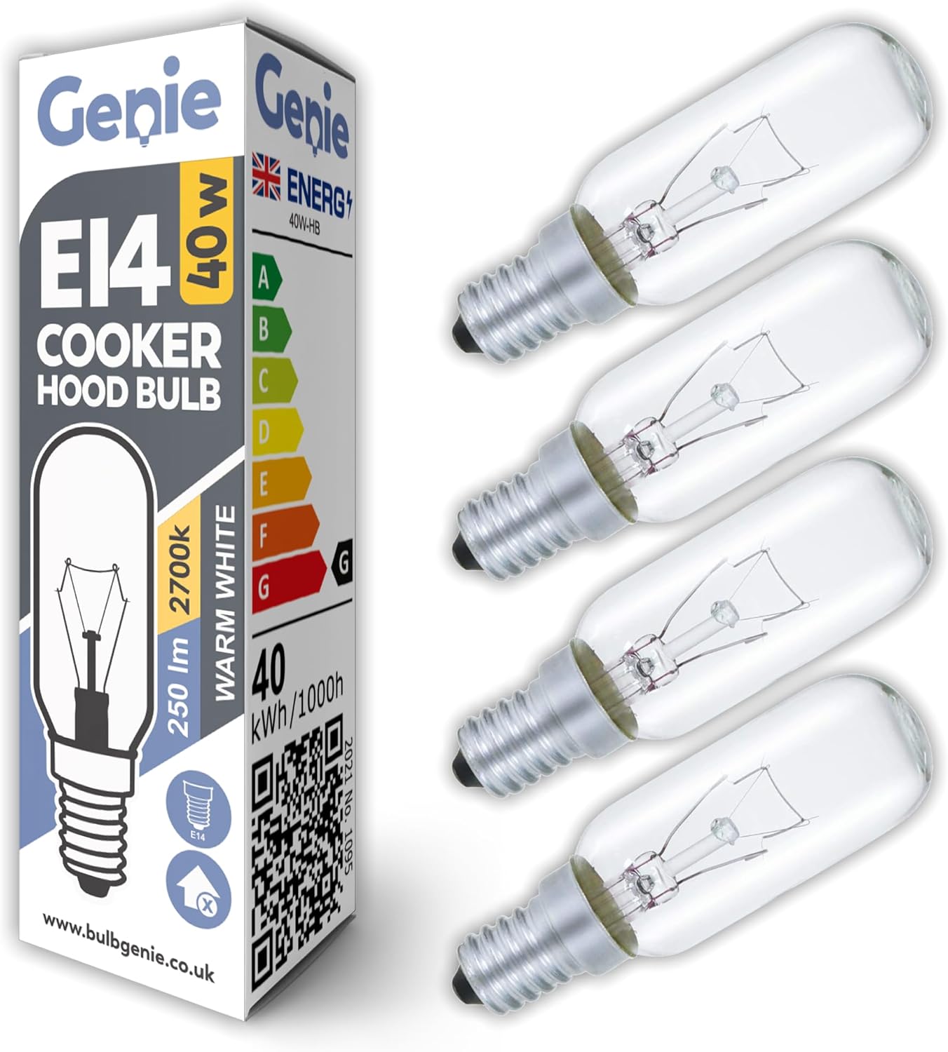 40W E14 Incandescent Cooker Hood Light Bulb 230V (Pack of 4) for