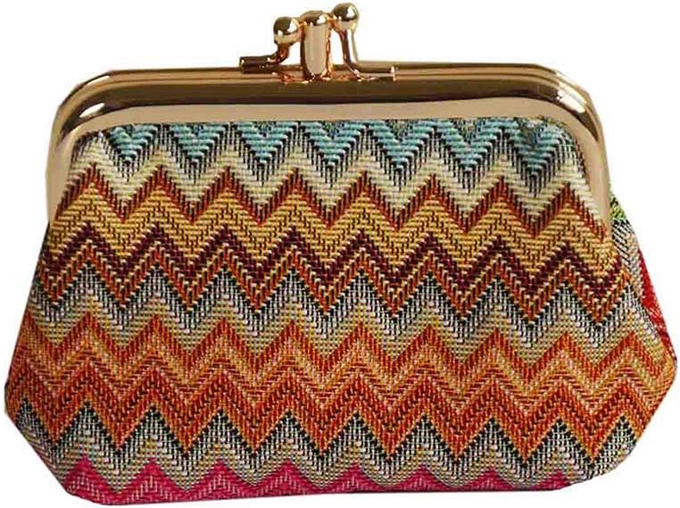 Tapestry Double Pocket Change Pouch Kiss lock Coin Purse for Women