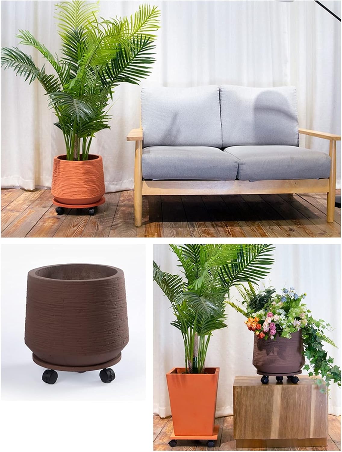 Display Stand Plant Caddy with Wheels Heavy Duty Large Potted Plant Stand Holder Move Around Garden Patio Planter Rolling Dolly Casters Vase Stand (Size : Medium) (X)