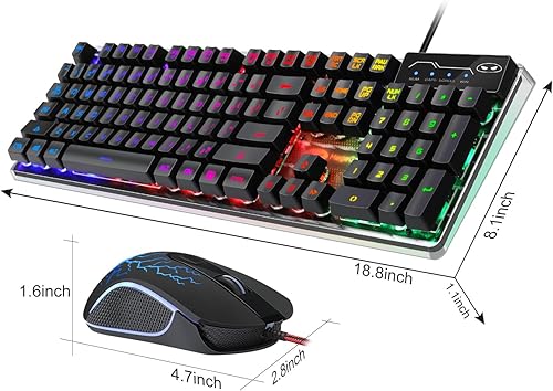 Miniatura 8 de Combo de teclado y mouse para juegos, teclado con retroiluminación LED RGB K1 con cable con 104 teclas para computadora, PC, teclado para juegos