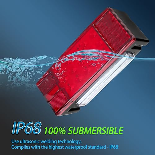 Miniatura 3 de Serlainxin Kit de luces para remolque de barco, sumergible IP68 impermeable, luces rectangulares de 12 V, luces de remolque rectangulares de 12 V,