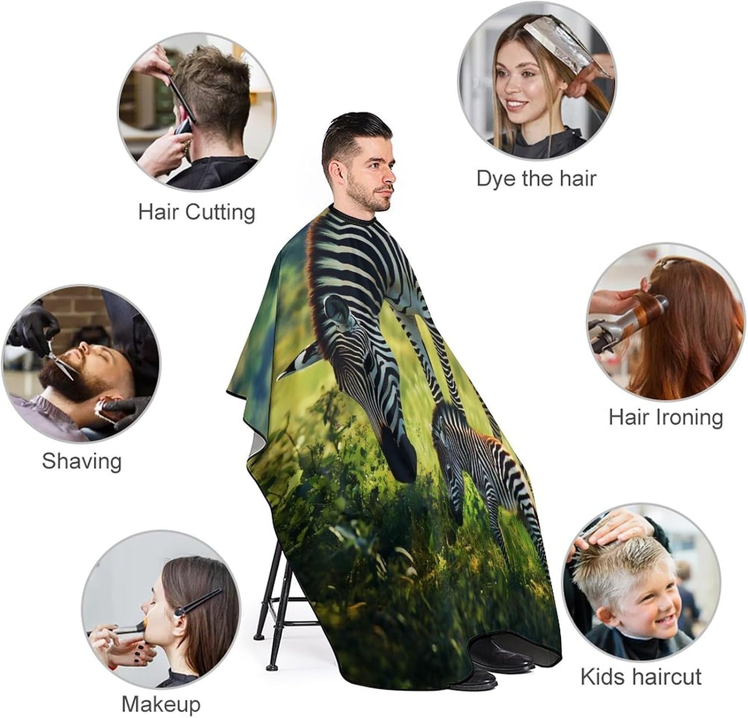 Wildlife Animal Zebra Barber Cape Professional Hair Cutting Apron Hairdresser Cape for Men Women