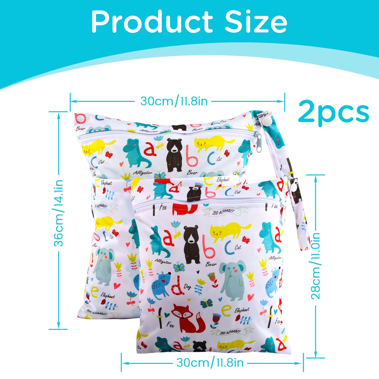 Sac à Couche Imperméable 2 Pièces Pochette Lavable Réutilisable Wet Dry Bag pour Bébé Piscine