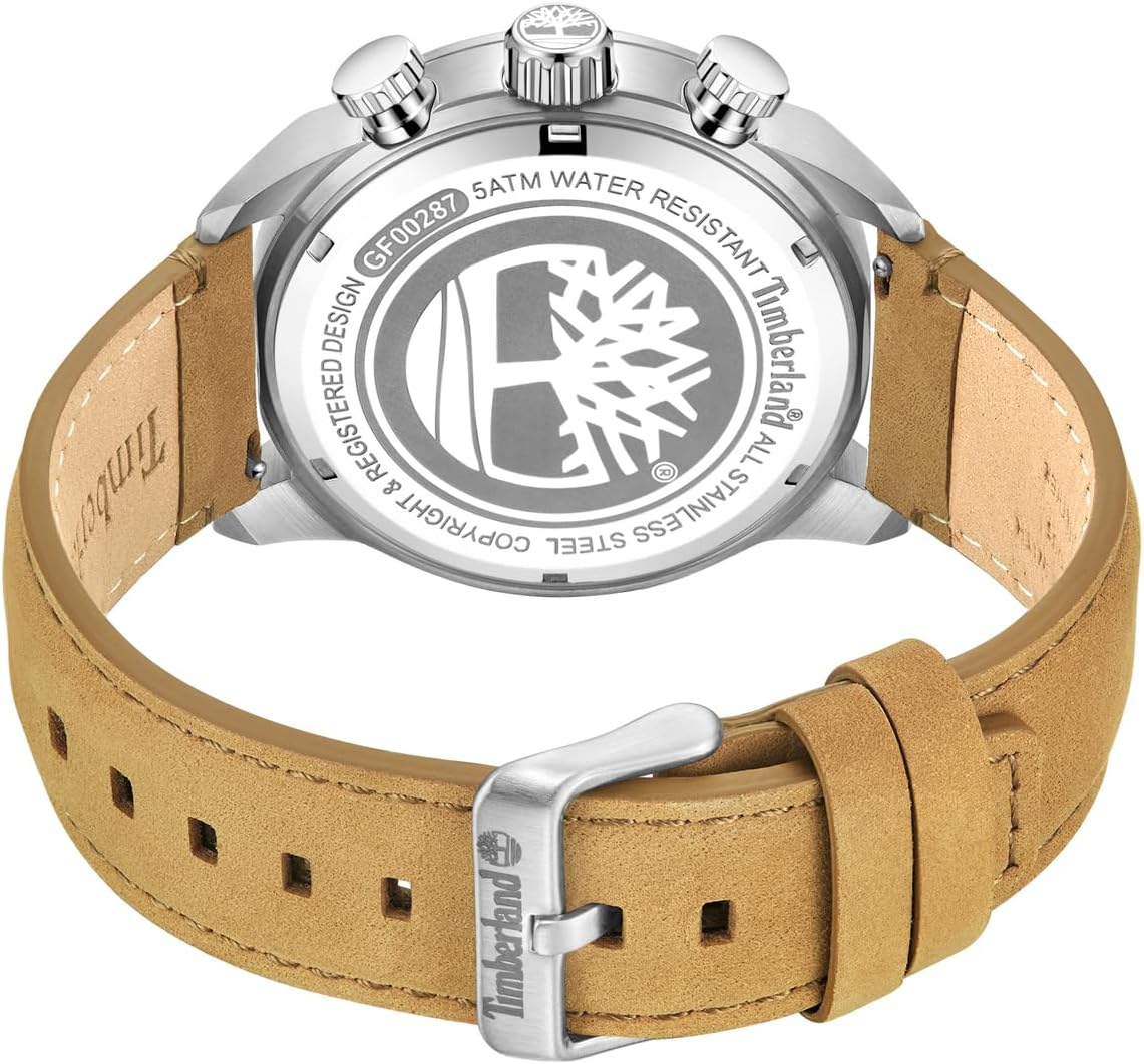 Back view of Timberland Henniker II Watch showing case back engravings