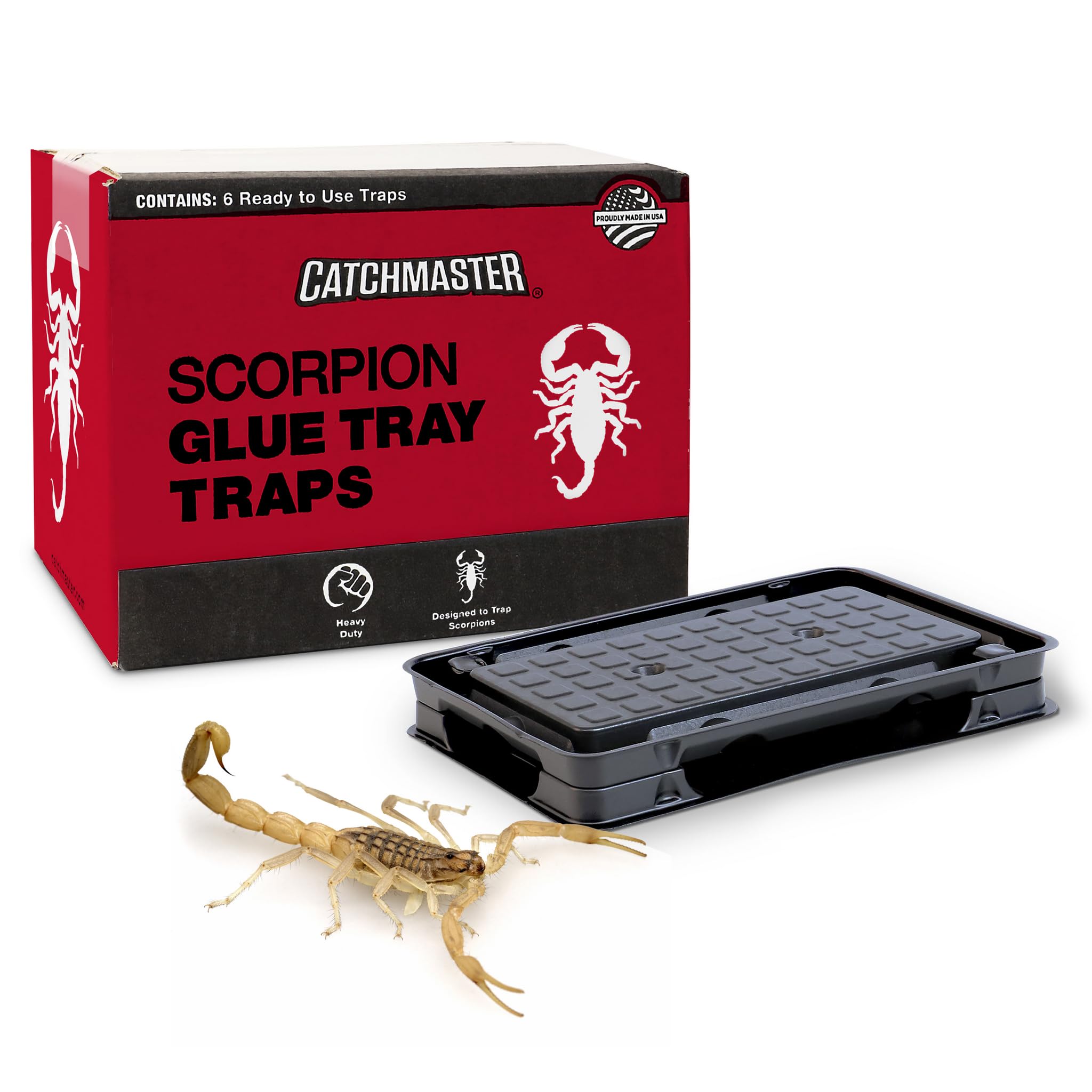 Catchmaster Scorpion Glue Tray Traps 6-Pack, Adhesive Scorpion Killer for Home, Simple Insect Traps Indoor, Sticky Bug Catcher for Kitchen, Garage, & Basement, Pest Control Glue Trap