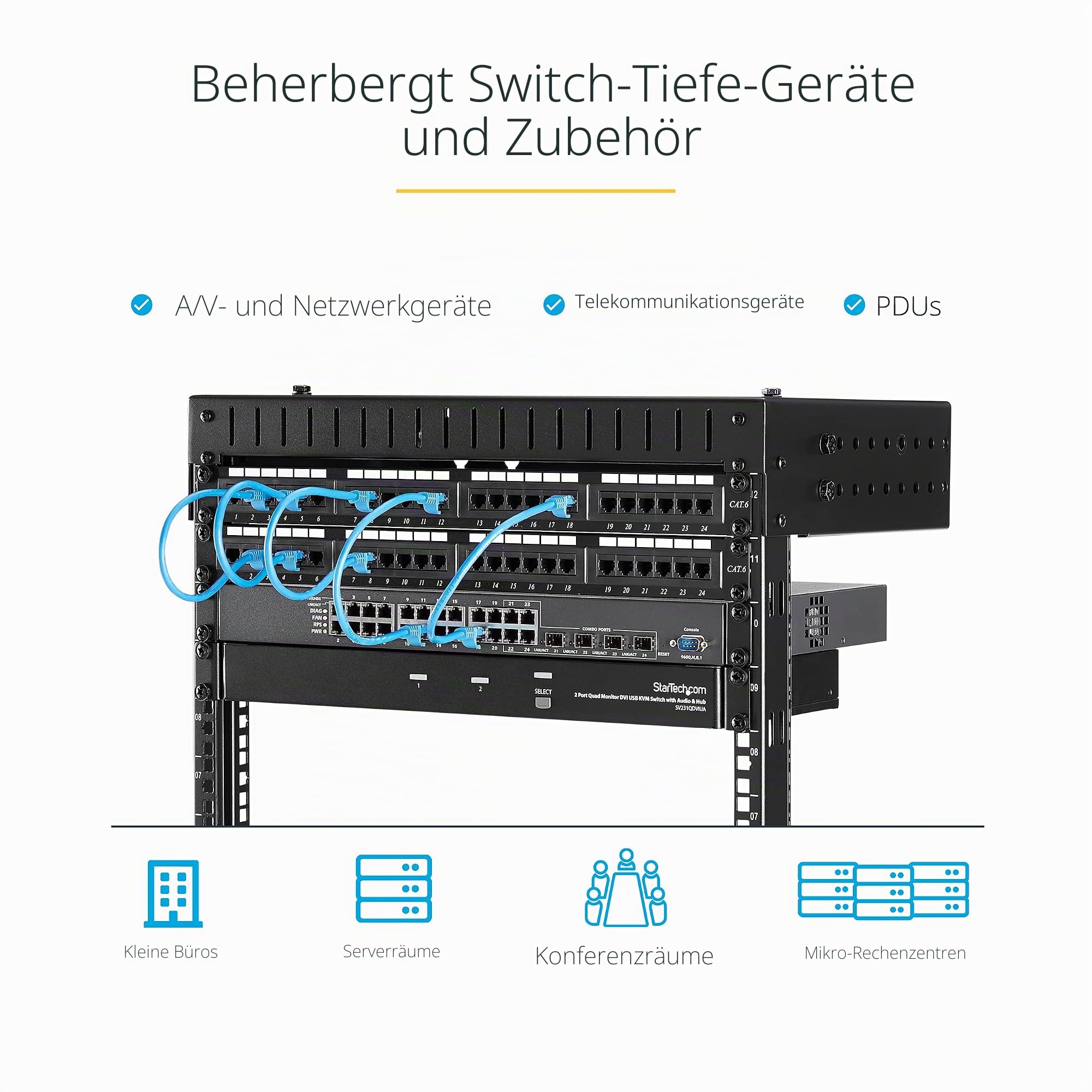 StarTech.com 2-Pfosten 12HE Heavy-Duty Wandmontage Netzwerk-Rack, 19" Open Frame Server Rack, 12" Tief, Wandmontage Daten-Rack für IT / AV / Patch Panel / Computer Geräte (RK12WALLO) | Open Frame Serverrack, Daten-Rack, für IT/AV/Patch Panel/Computer Gerä