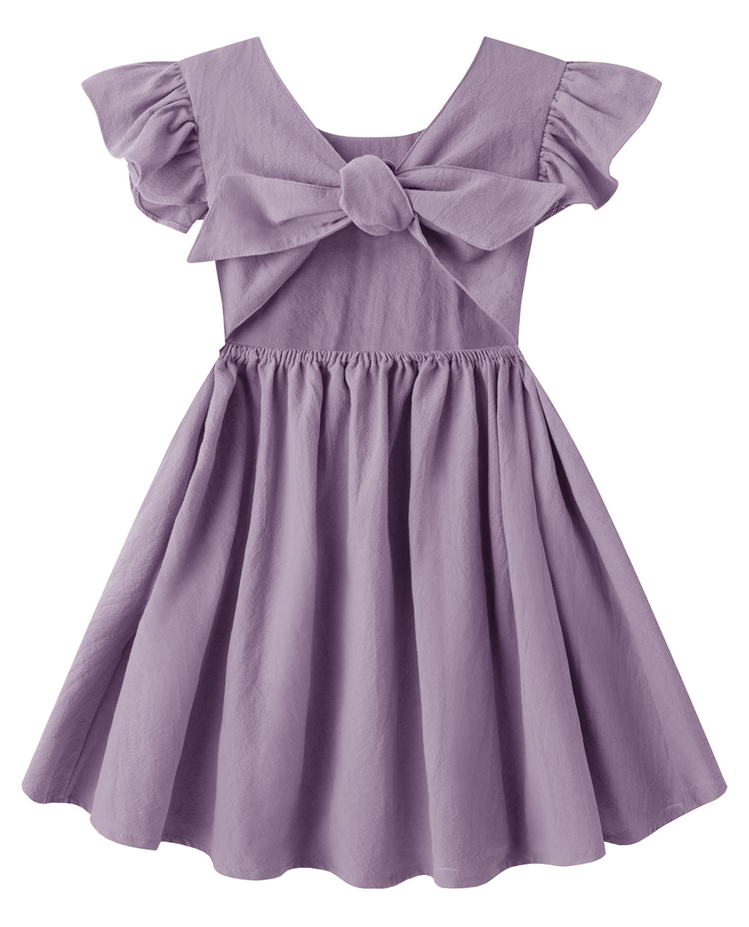 lymanchi Toddler Girls Linen Dress Ruffle Sleeveless Tie Back Halter Kid Baby Casual Dresses