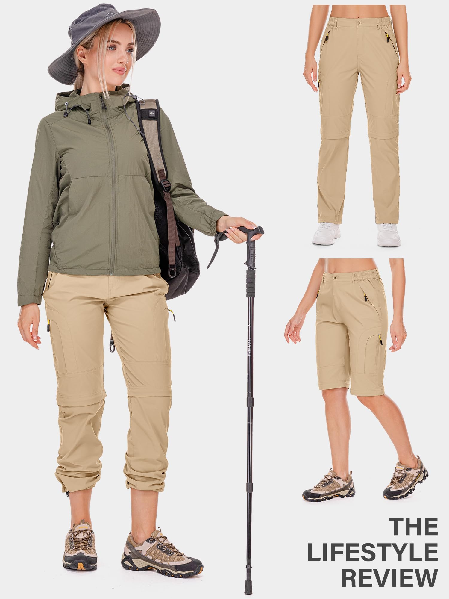 Jessie Kidden Pantalon de randonnée pour Femme - Séchage Rapide - Léger - Imperméable - avec Poches zippées - Marche - Escalade