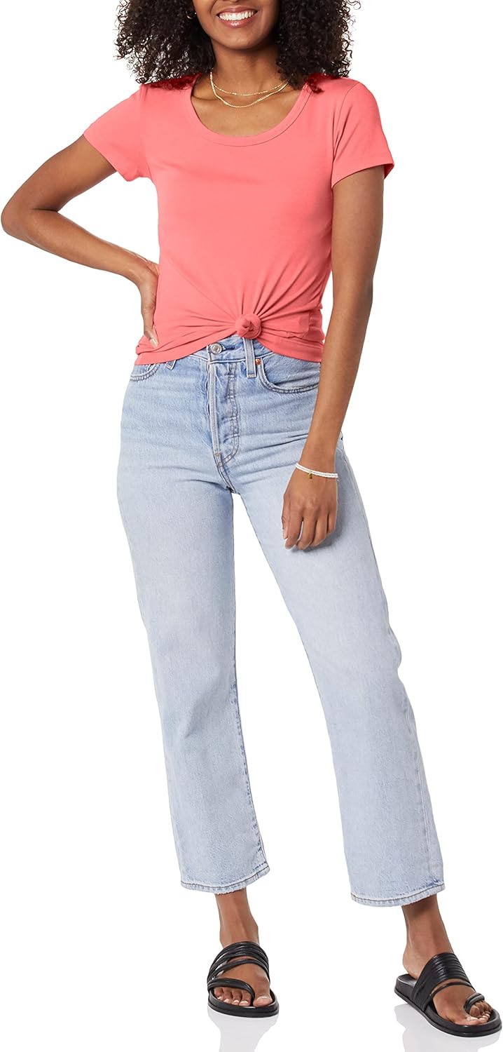Amazon Essentials Women's Slim-Fit Cap-Sleeve Scoop Neck T-Shirt, Pack of 2 - Image 4