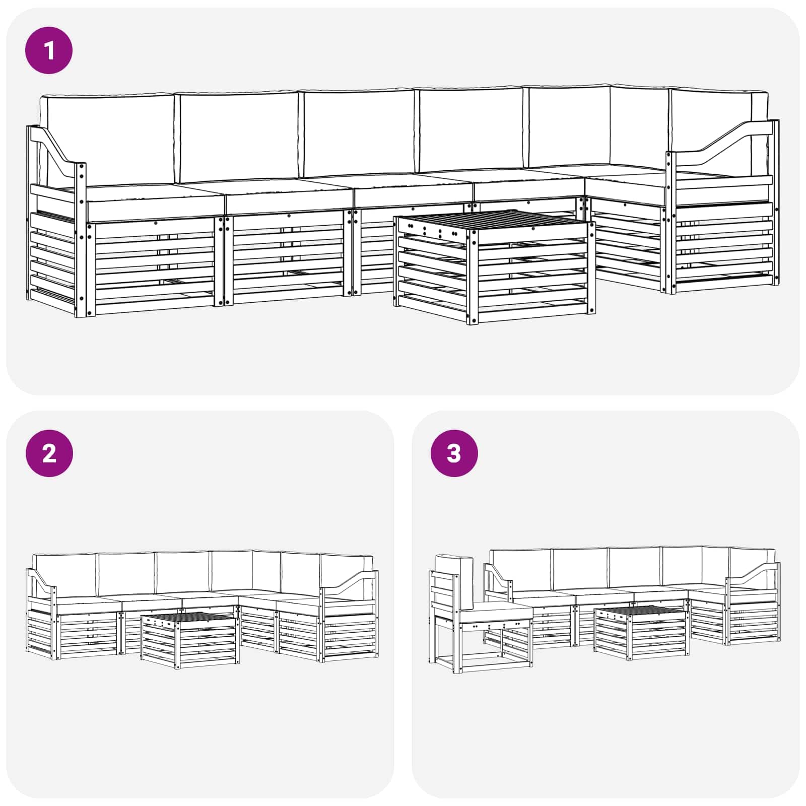 Juego de muebles de jardín de 7 piezas de madera maciza de acacia para terraza, balcón, jardín, comedor, salón, diseño resistente a la intemperie, ahorro de espacio y moderno