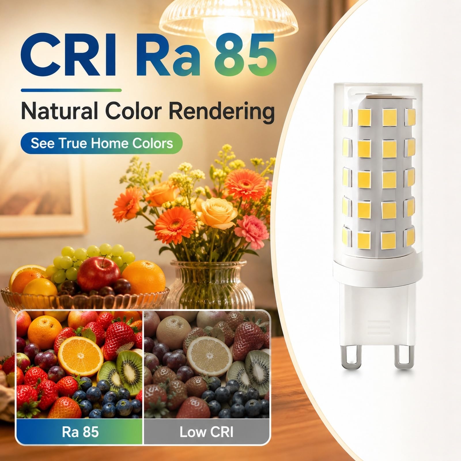Lampadina LED G9 Luce Calda 3000K 6W Equivalente 48W Anti-Sfarfallio Risparmio Energetico CRI>80 Brillante Camera Soggiorno Cucina Corridoio Non Dimmerabile(4 Pack)