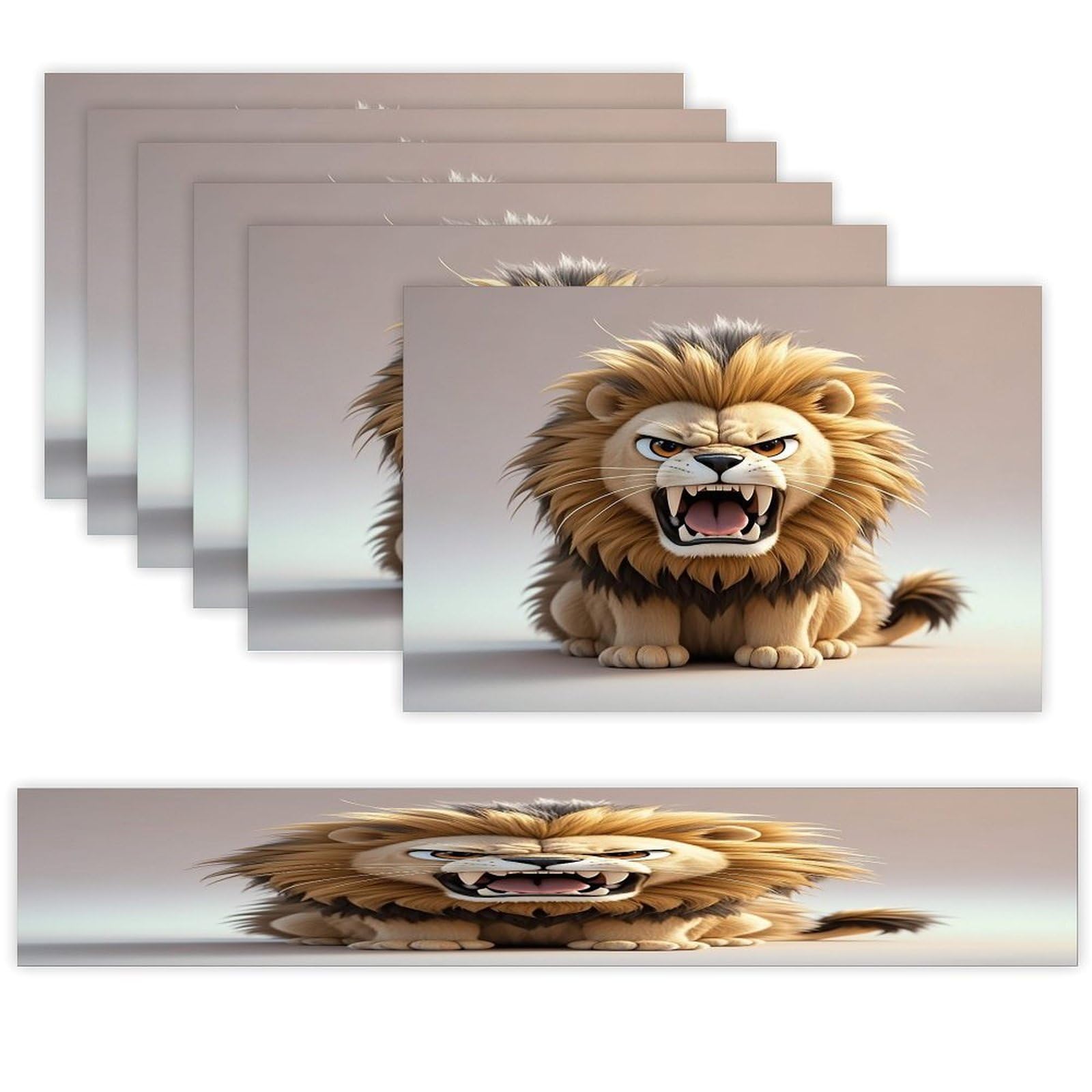 Lion Table Runner and Placemats Set of 6 Stain Resistant Heat Resistant Place Mats for Kitchen Dining Table Mats Long Table Runner Modern Art Dining Decor for Daily Use