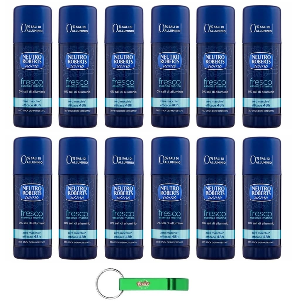 Neutro Roberts - Desodorante en barra para hombre, 0% sales de aluminio, 40 ml, incluye llavero Beni Culinari