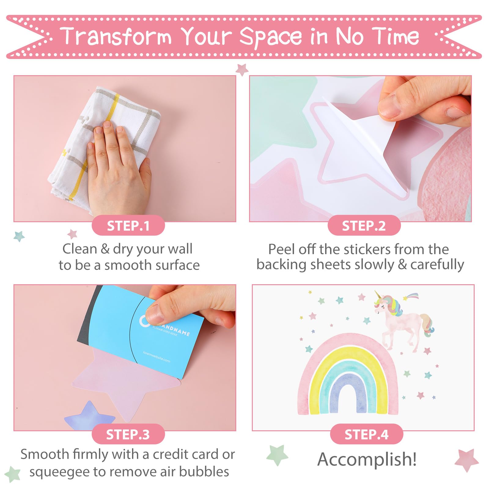 Affrolling Calcomanías de pared grandes de unicornio arcoíris para