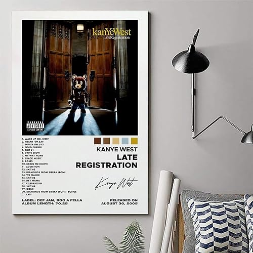 Miniatura 6 de WOODBU Kanye - Póster de la portada del álbum de registro tardío del oeste, pósteres de lienzo artístico, póster de decoración de dormitorio, 12 x
