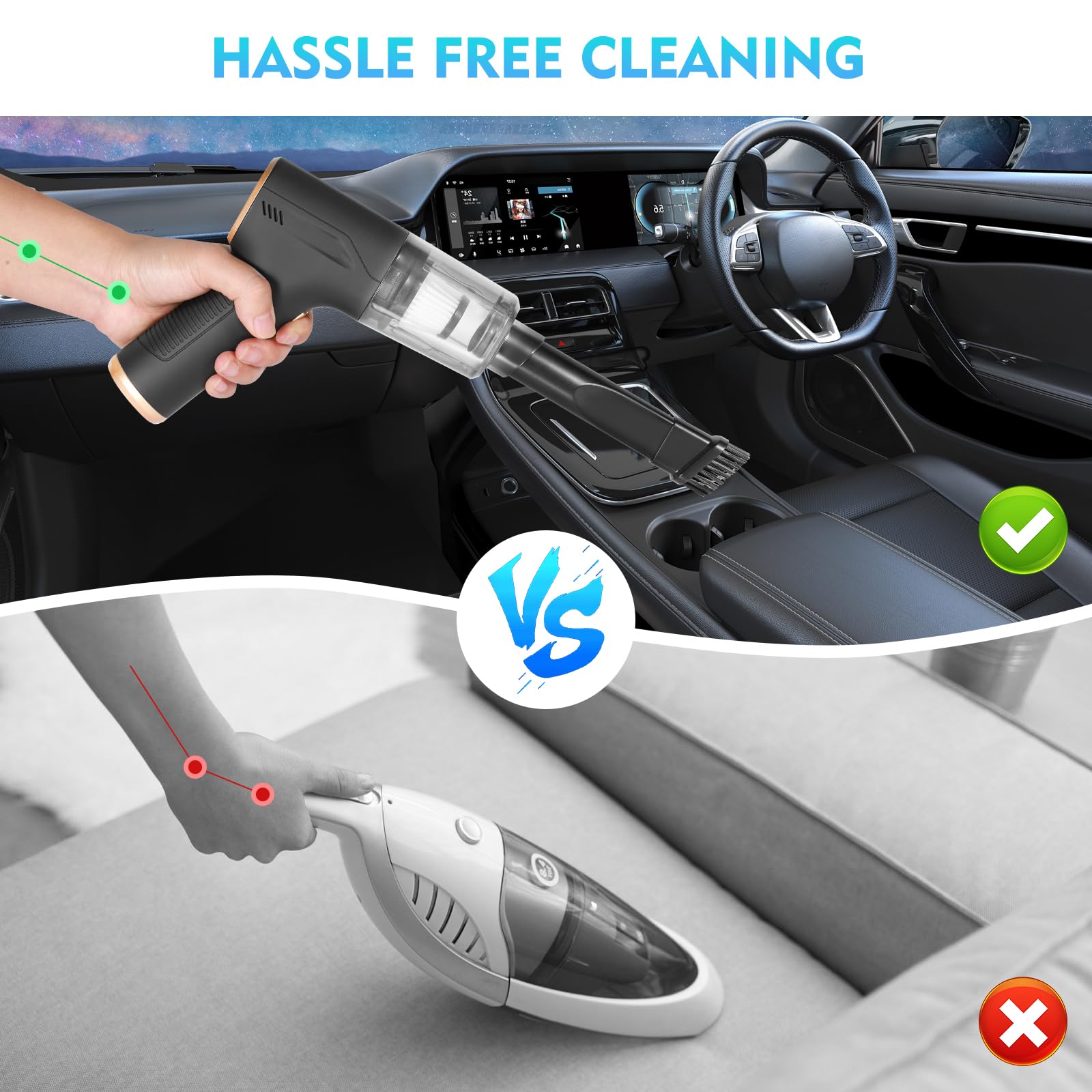 Amazon.co.jp: KIYILEAF 2イン1 コードレス 車用掃除機 9000Pa 強力な