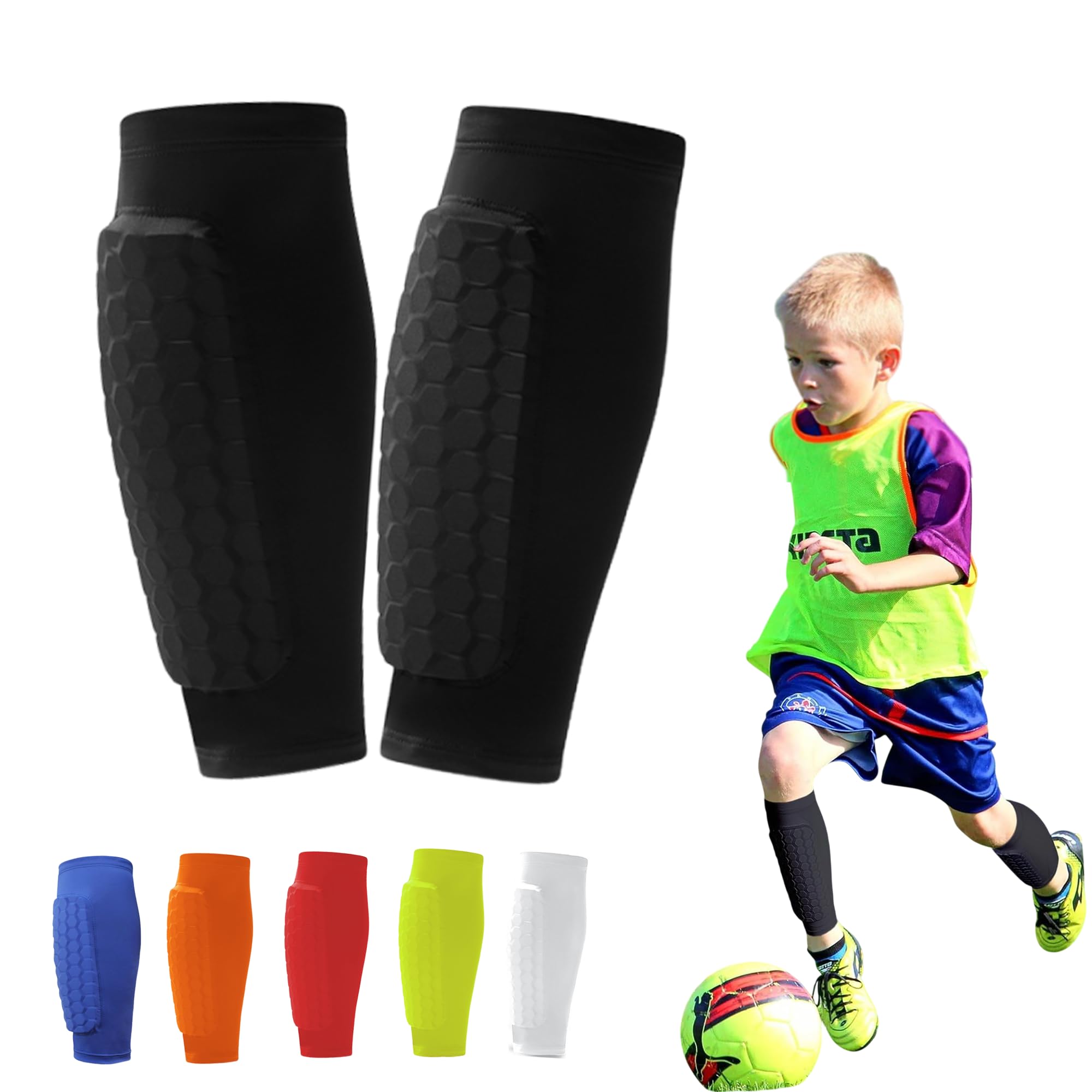 Soccer Shin Guards Pads for Youth Adult, Ski Shin Guards, Shin Defender Shin Guards Calf Compression Sleeve with Honeycomb Pads, Protective Shin Pads Gear for Football Soccer & Ski-picture-33