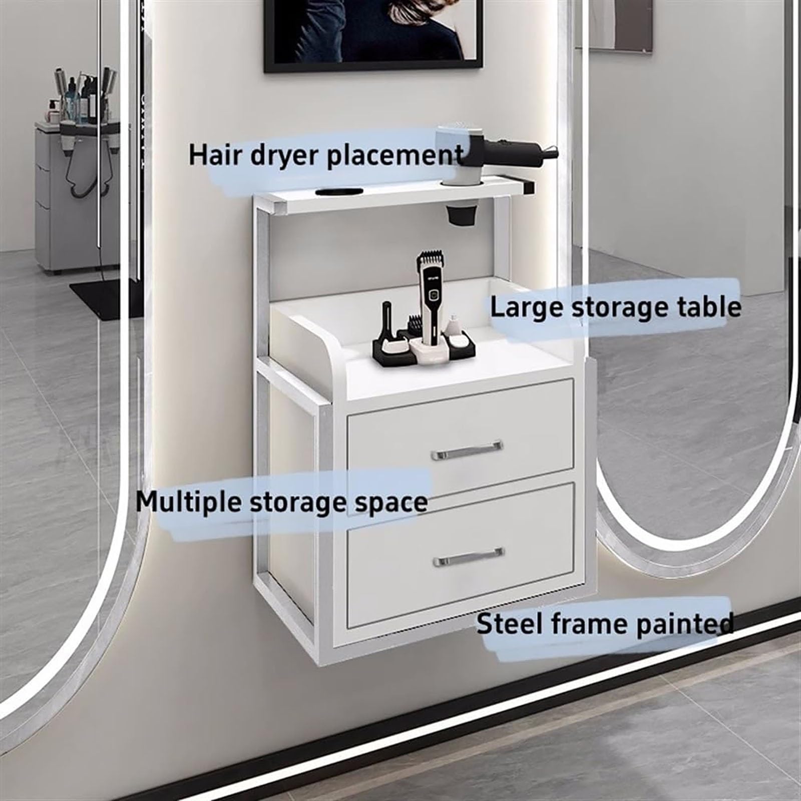 Muebles de salón de belleza para salón de belleza, para peluquería, herramientas de peluquería, diseño que ahorra espacio.