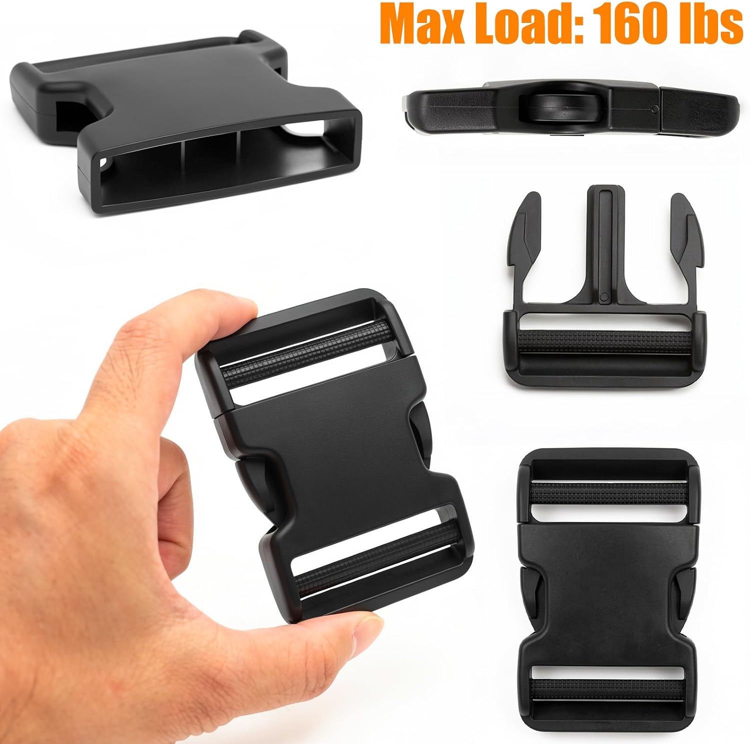 6 Yard 2 Inch Nylon Webbing Roll with 8 Side Release Buckles & 16 Tri-Glide Slides or 4 Pack 2 Inch Side Release Buckles with 8 Tri-Glide Slides,Heavy Duty 160 Lbs DIY Webbing Strap image 3