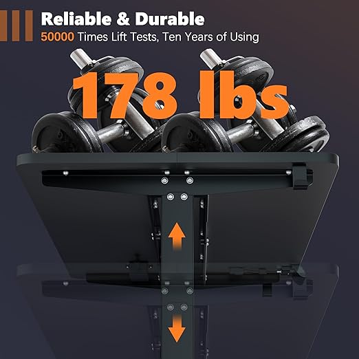 Monomi Electric Height Adjustable Standing Desk, 48x24 Inches, Ergonomic Home Office Sit/Stand Up Desk (Black Steel Frame/Black Top) thumbnail 4