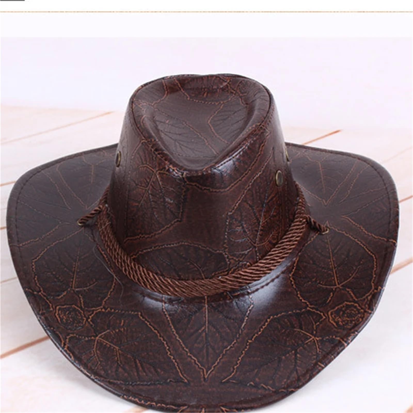 Cappello Da Cowboy Grande Uomo In Pelle PU, Donna, Visiera Esterna, Berretto Traspirante Unisex