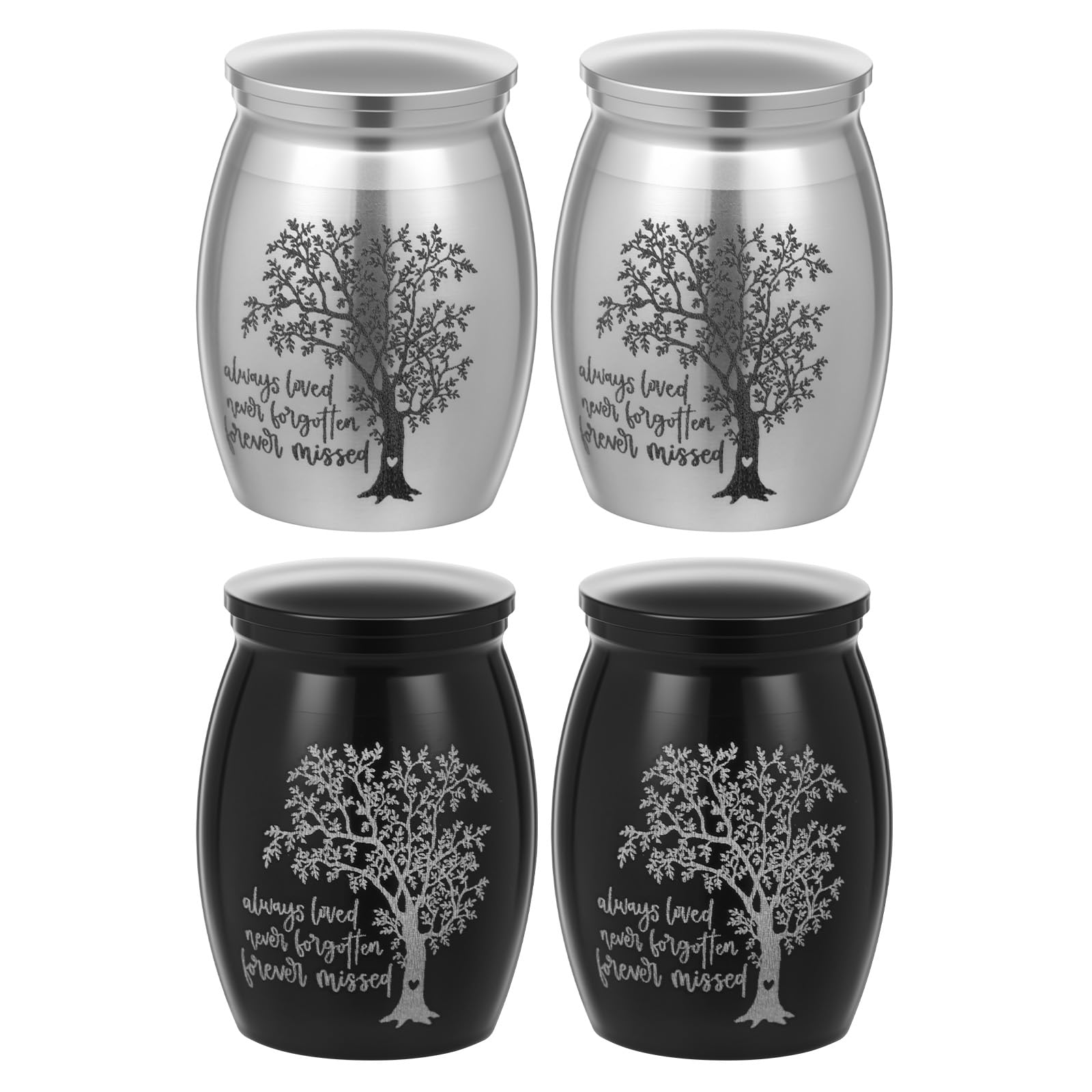 4 Pcs Small Urns for Human Ashes, with Tree of Life Design, 4cm High Mini Keepsake Urns for Human Pet Ash - Your Wings Were Ready, But My Heart Was Not