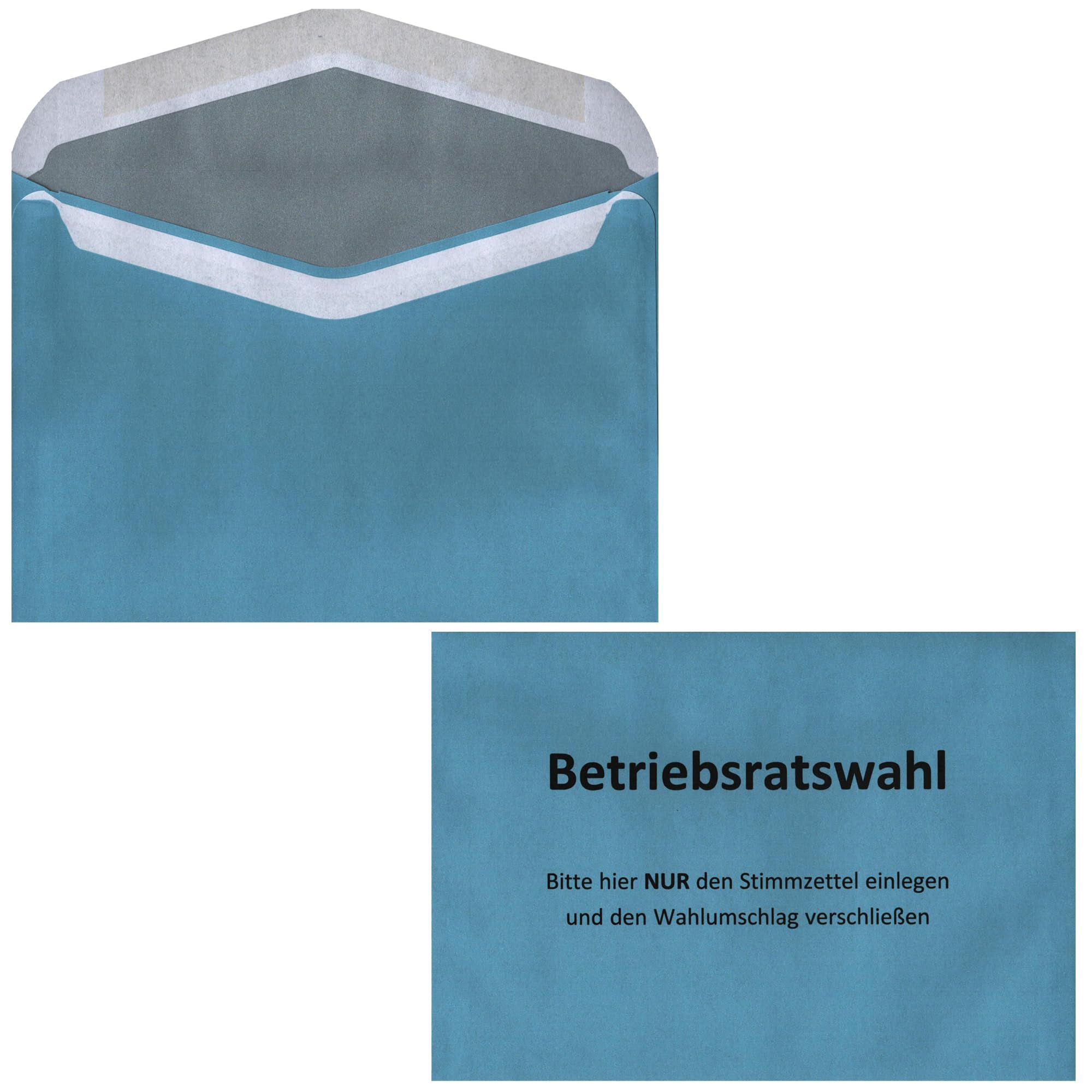 Betriebsratswahl – Innere Wahlumschläge C6 (162 × 114 mm), Recyclingpapier 75 g/m², nassklebend, ideal für Stimmzettel (Blau - Betriebsratswahl, 100 Stück)