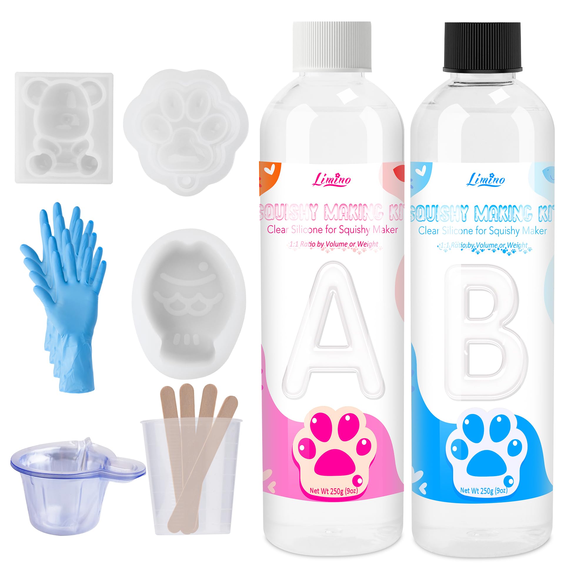 Vloeibare siliconen voor Taba Squishy Kit - 500 g 1:1 AB-verhouding gemengd superzacht siliconenrubber voor squishy maker, perfecte doe-het-zelf stressverlichting geschenkset voor Taba Squishy, Taba