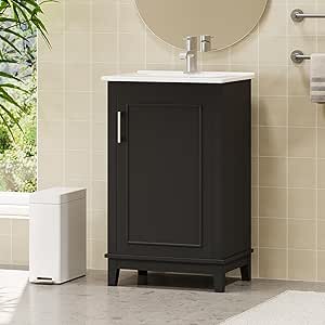 Amazon.com: YOUGUO 20 Inch Small Bathroom Vanity with Ceramic Basin and Storage Cabinet ...