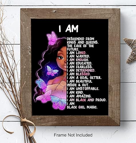 Vista 8 de African American Girl Wall Art & Decor - I Am Black Girl Magic - Black Art - Inspirational Positive Affirmations - Inspiring Positive Quotes - Tween