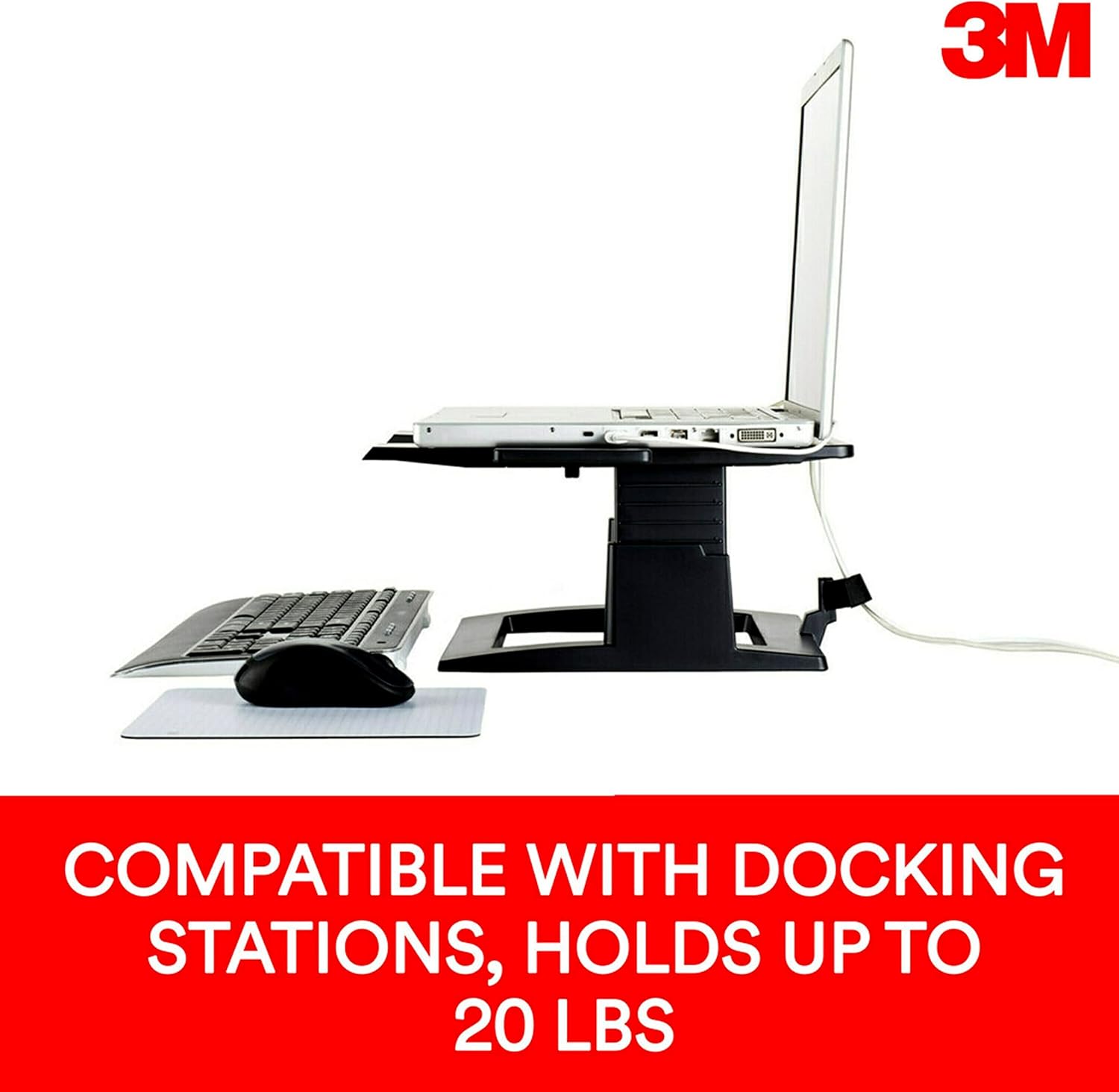 Cheapest 🛒 3M Adjustable Laptop Stand, Raise Screen Height to Reduce Neck Strain, 3 Height Adjustment, Large Platform for Docking Station, Non-Skid Base Keeps Laptop Secure, Cable Management, Black (LX500) Best Review 3M Adjustable Laptop Stand, Raise Screen Height to Reduce Neck Strain, 3 Height Adjustment, Large Platform for Docking Station, Non-Skid Base Keeps Laptop Secure, Cable Management, Black (LX500)