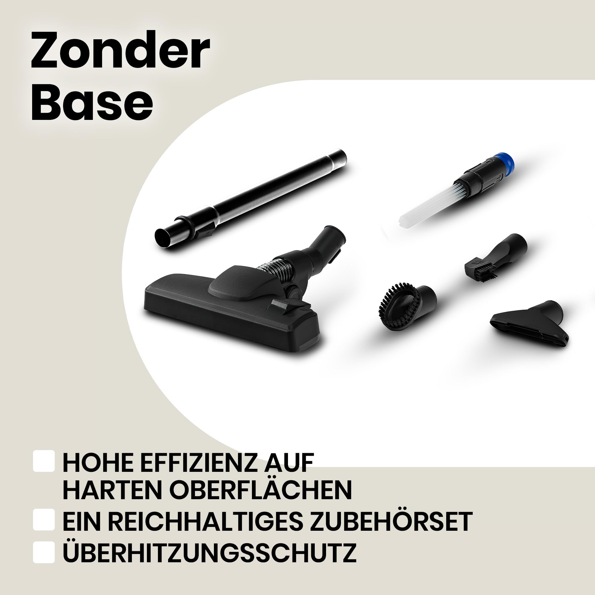 Zeegma Zonder Base Staubsauger beutellos Zyklon Staubsauger | hohe Saugleistung, 2 HEPA H13 und waschbare Filter Allergikerfreundlich Staubbehälter, 2,5 Liter