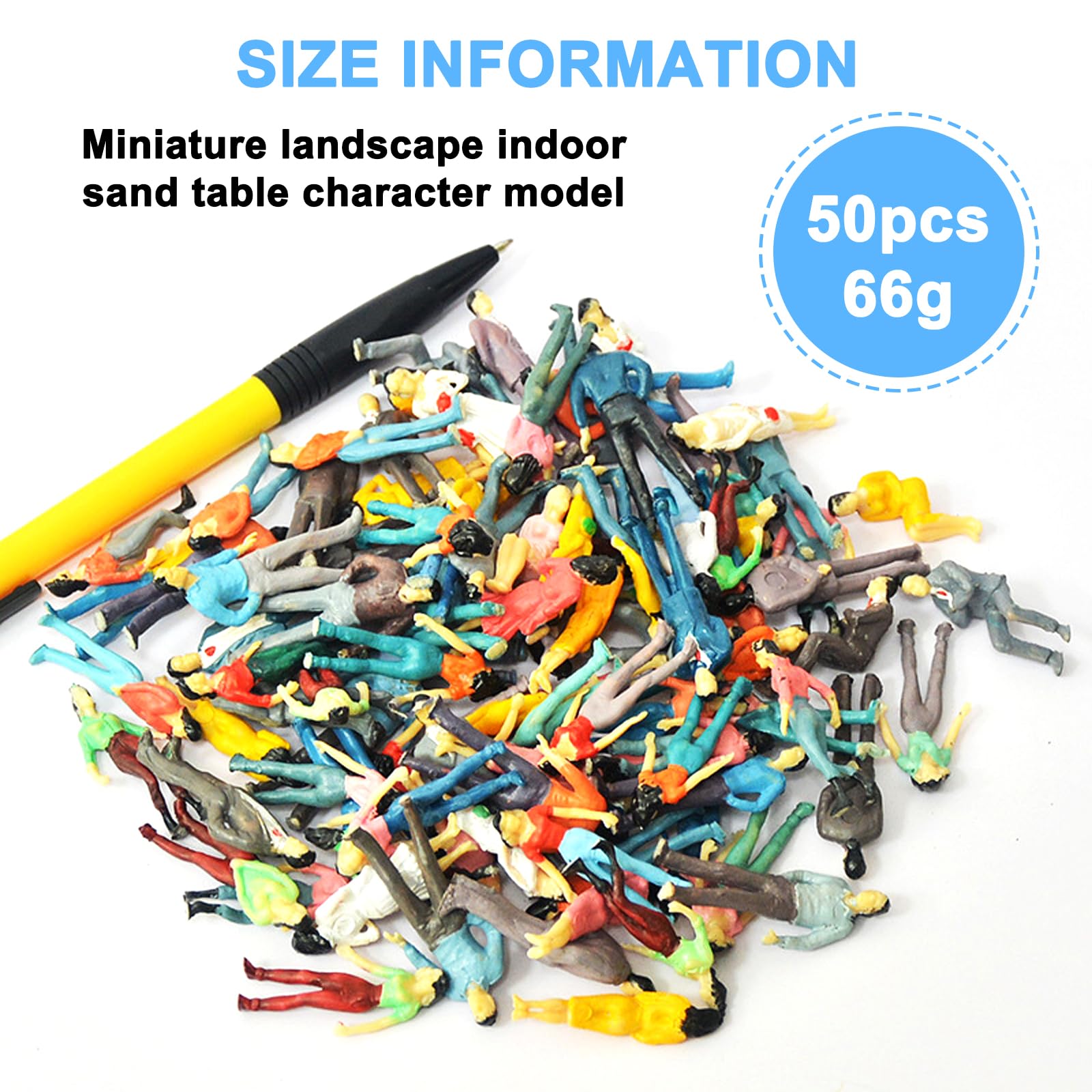 UJBVCX 50 Stück Modell Figuren Verschieden Posen Sitzende und Stehende Figuren Passanten für Miniatur Szenen Puppenhaus Eisenbahn Maßstab 1: 50 - 3