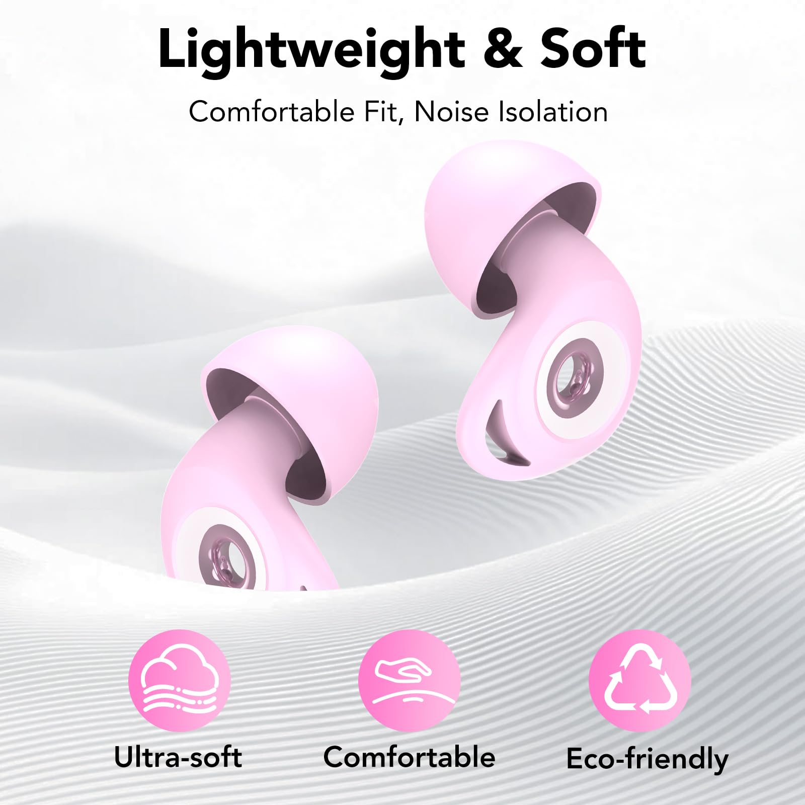 Tappi per le orecchie per dormire, protezione dell'udito per dormire, 45 dB di cancellazione del rumore, in silicone, morbidi e riutilizzabili, 8 auricolari in 4 misure (XS/S/M/L), per aereo concerto