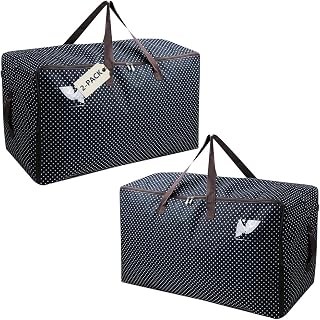 Pack of 2, 27.5 X 16.5 X 13.8", 3-Side Zip Open Holiday Decoration Storage Bags with Handles for Gift Wrap, Festival Lighting, Ornament, Moving Bags, Black Dots