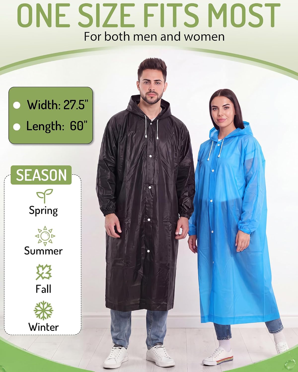 6pack Reusable Rain Poncho Adult