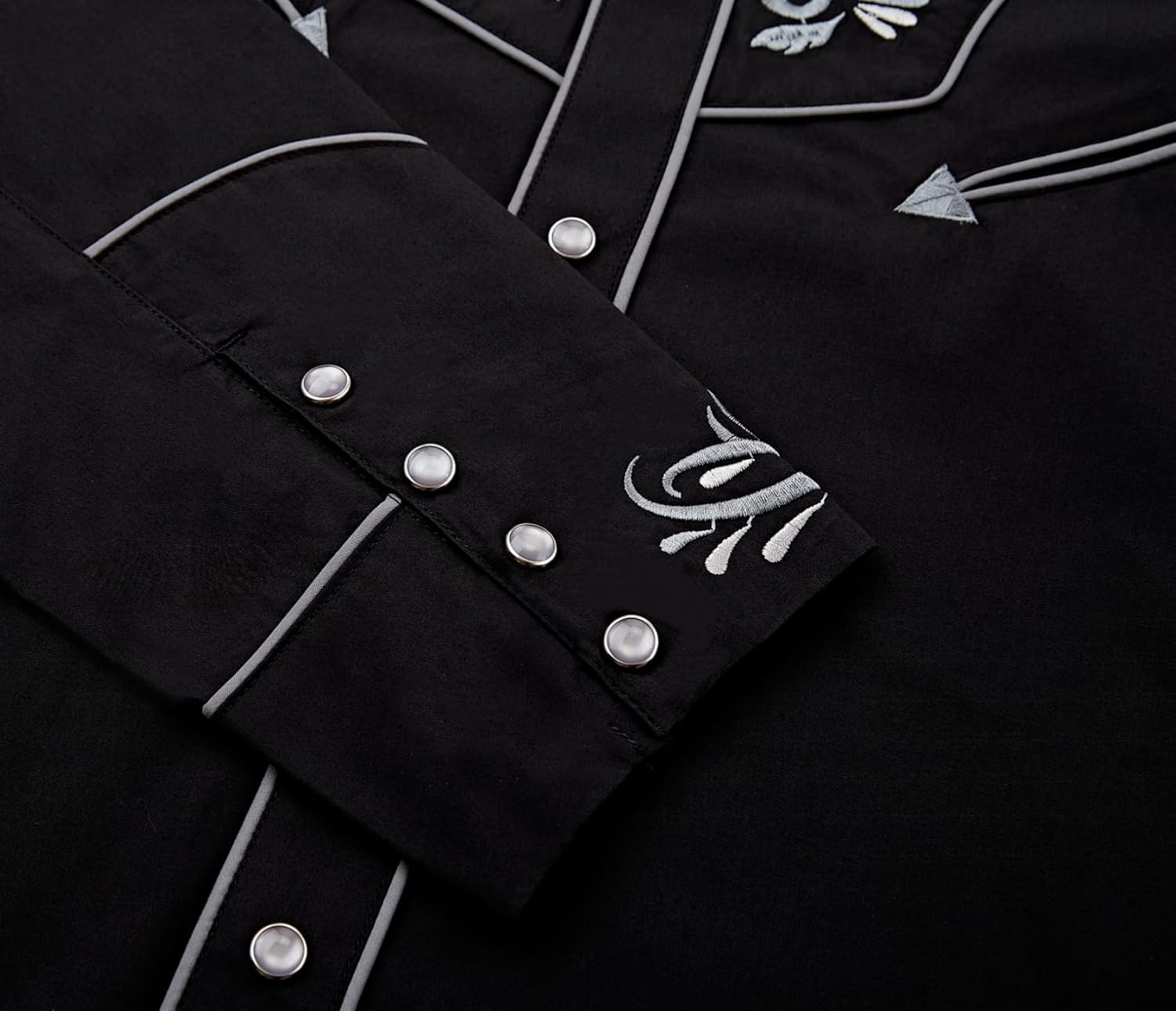 Men's Western Cowboy Shirt Embroidered Exquisite Long Sleeve Regular Fit Snap Button Down Shirts - Image 5