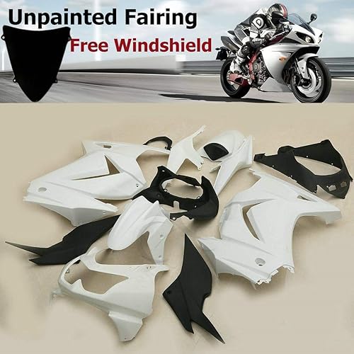 Miniatura 2 de XFMT Juego de carrocería de carenado de plástico ABS blanco sin pintar para motocicleta, compatible con KAWASAKI Ninja 250R 2008-2012