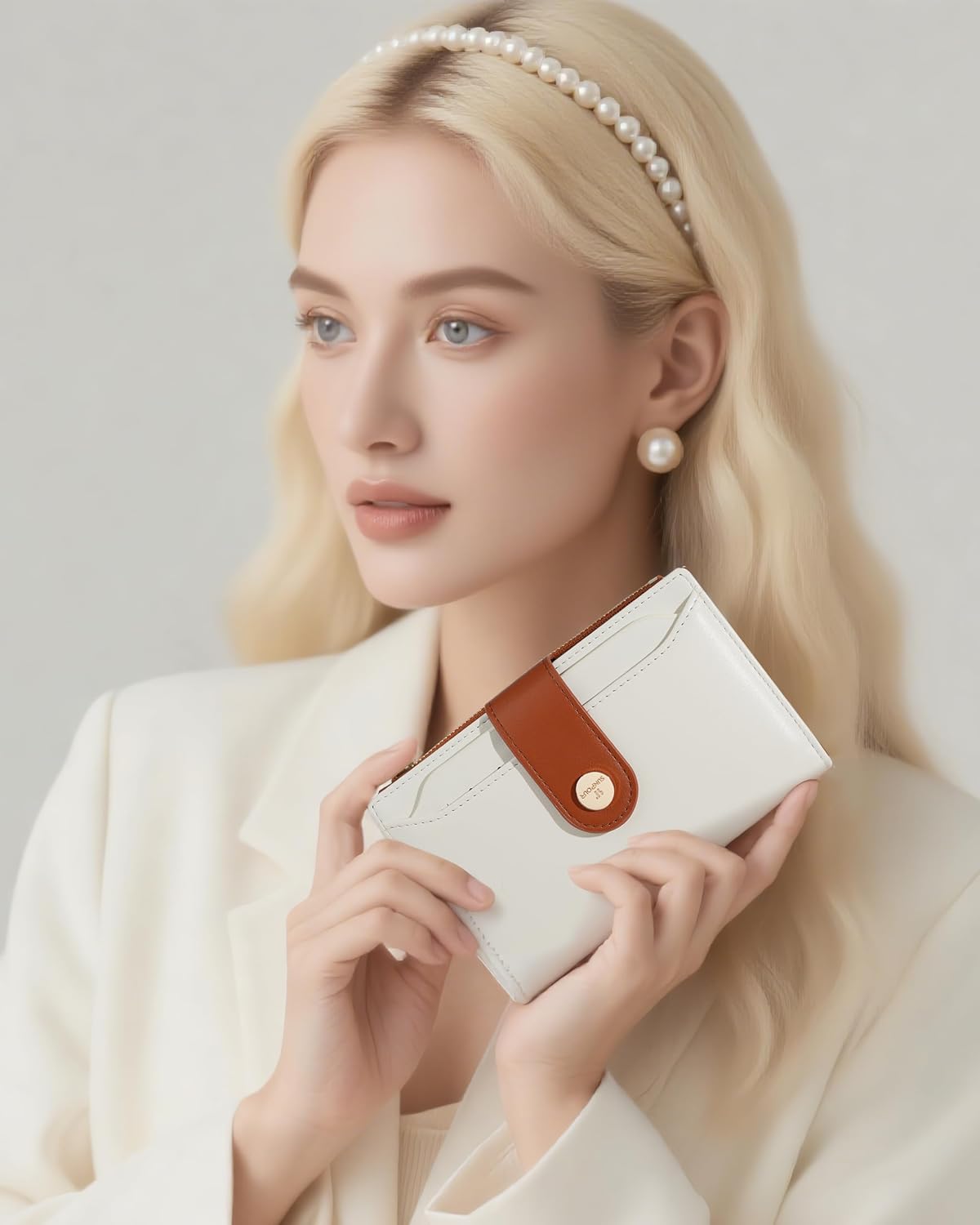 Women's Wallet - RFID Blocking Leather Trifold Travel Wallet | Medium Billfold with 20 Card Slots & Zipper Coin Pocket,Vegan Leather Wallet for Women with Removable Card Holder