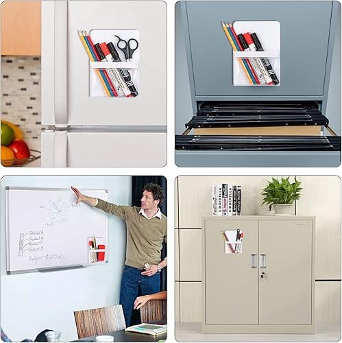 Miniatura 6 de Portalápices magnéticos, accesorios para pizarra blanca, imanes fuertes, bolsillo para bolígrafos de almacenamiento para tu refrigerador, armario