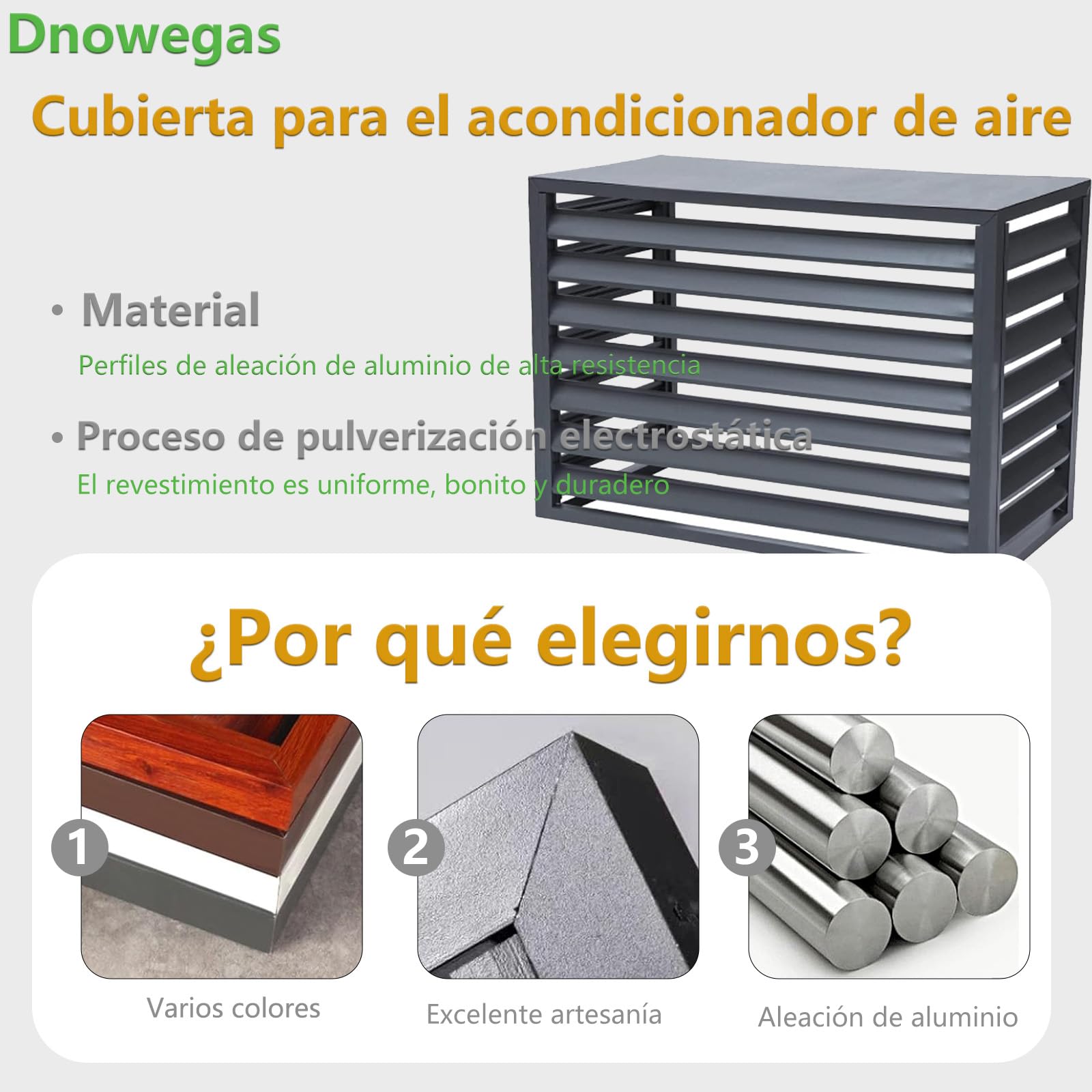 100×50×70(1.5P) Gris Sin Cub Cubierta Protectora Aire Acondicionado Aluminio - Dnowegas Funda Exterior Antirrobo Resistente Inclemencias Decorativa Pantalla Privacidad Ventilación