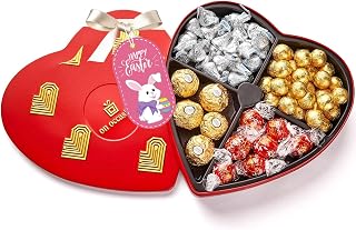 On Occasion Heart Chocolate Gift Box – Assorted Luxury Milk Chocolates in Red Tin – Gourmet Kosher Easter Candy for Him & Her – Easter Chocolate Gift Basket for Family & Friends (50 Count)
