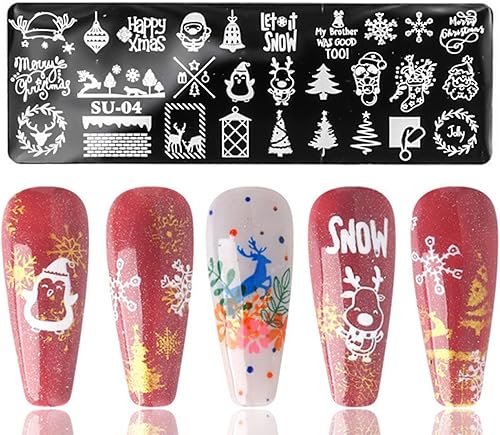 Miniatura 4 de SILPECWEE 8 piezas de placa de estampado de uñas, hojas de flores, sellos de uñas, plantillas de arte de uñas, placas de estampado para uñas, kit de