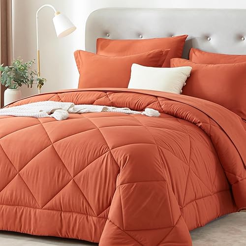 Miniatura 8 de KAKIJUMN Juego de edredón blanco tamaño King, 7 piezas de edredón y sábanas de sirsaca de sirsaca para todas las estaciones (blanco, King)