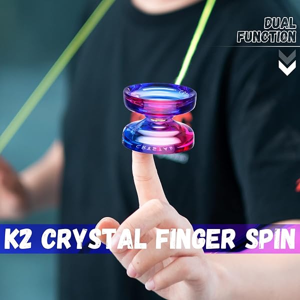 MAGICYOYO Responsive JoJo für Kinder, Profi JoJo K2 Kristall Rosa Lila, Dual Purpose Yoyo für Anfänger, Trick Professional Jo Jo Spielzeug, mit Unresponsive Yoyo Lager Kit, 12 Saiten, Fall - 4