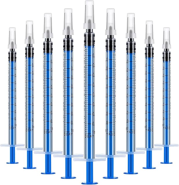 20 Pack 1ml Syringe, No Needle Plastic Syringes with Caps, Individually Sealed Colostrum Syringes for Scientific Labs Experiment, Feeding Pets, Oil or Glue Applicator (No Needle)